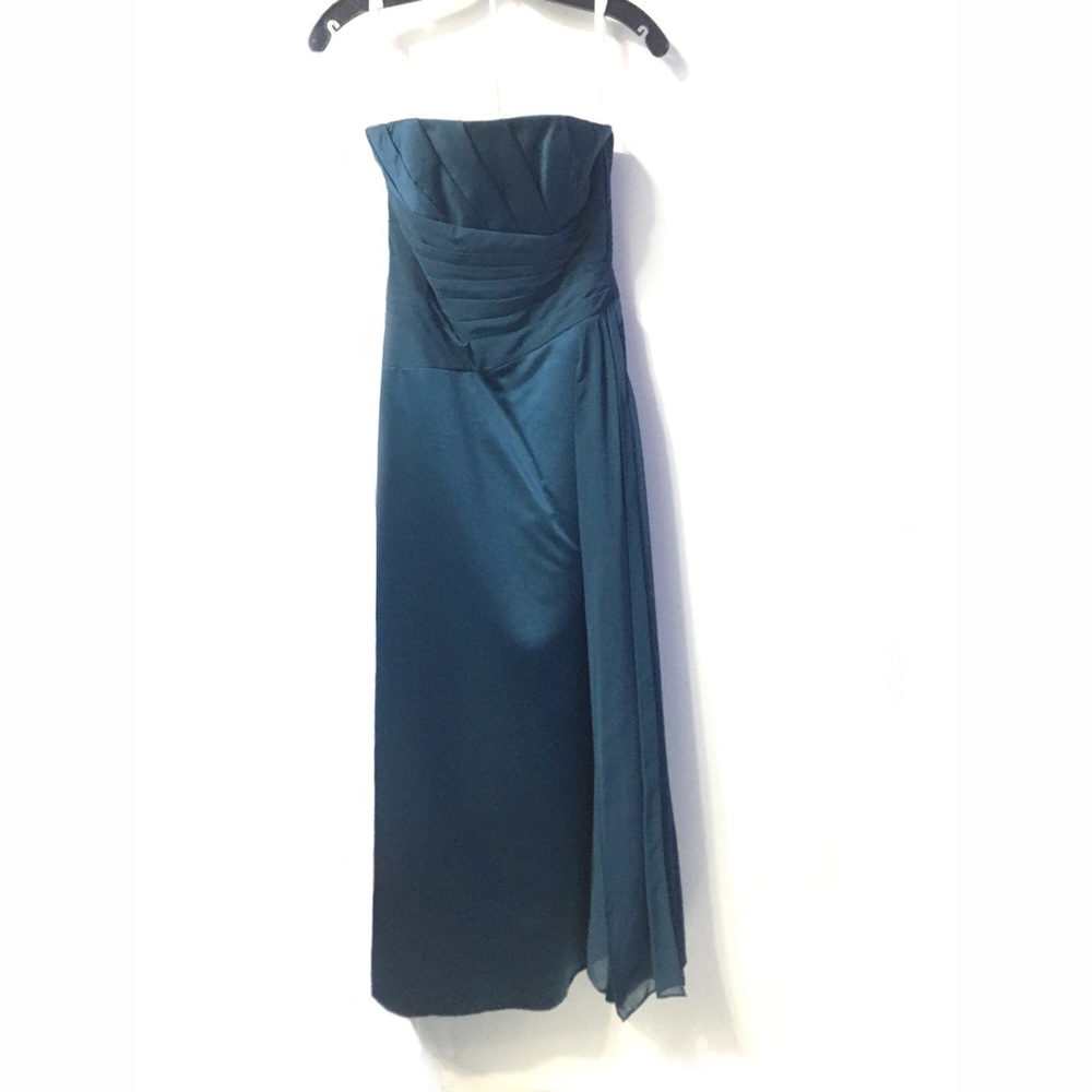 Strapless gown with chiffon sash